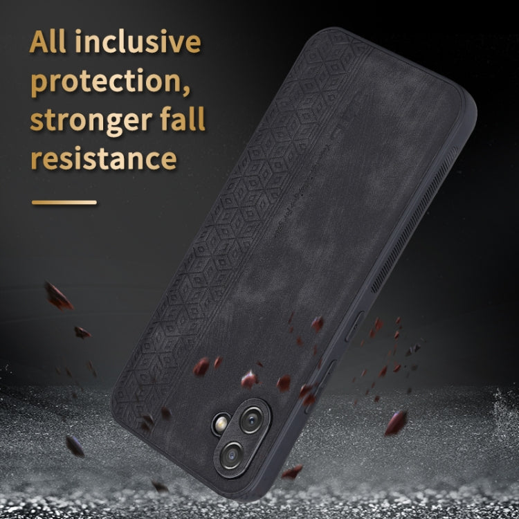 For Samsung Galaxy A04e AZNS 3D Embossed Skin Feel Phone Case(Black)
