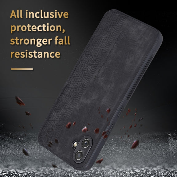 For Samsung Galaxy A04e AZNS 3D Embossed Skin Feel Phone Case(Black)