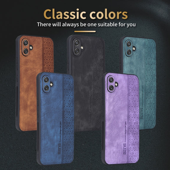 For Samsung Galaxy A04e AZNS 3D Embossed Skin Feel Phone Case(Black)