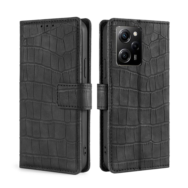 For Xiaomi Poco X5 Pro / Redmi Note 12 Pro Speed Skin Feel Crocodile Magnetic Clasp Leather Phone Case(Black)