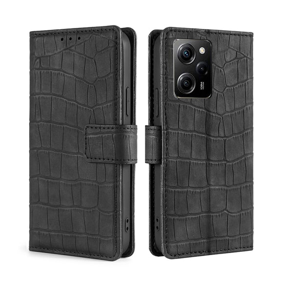For Xiaomi Poco X5 Pro / Redmi Note 12 Pro Speed Skin Feel Crocodile Magnetic Clasp Leather Phone Case(Black)