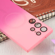 For Samsung Galaxy S23 5G Liquid TPU Silicone Gradient MagSafe Phone Case(Pink Red)