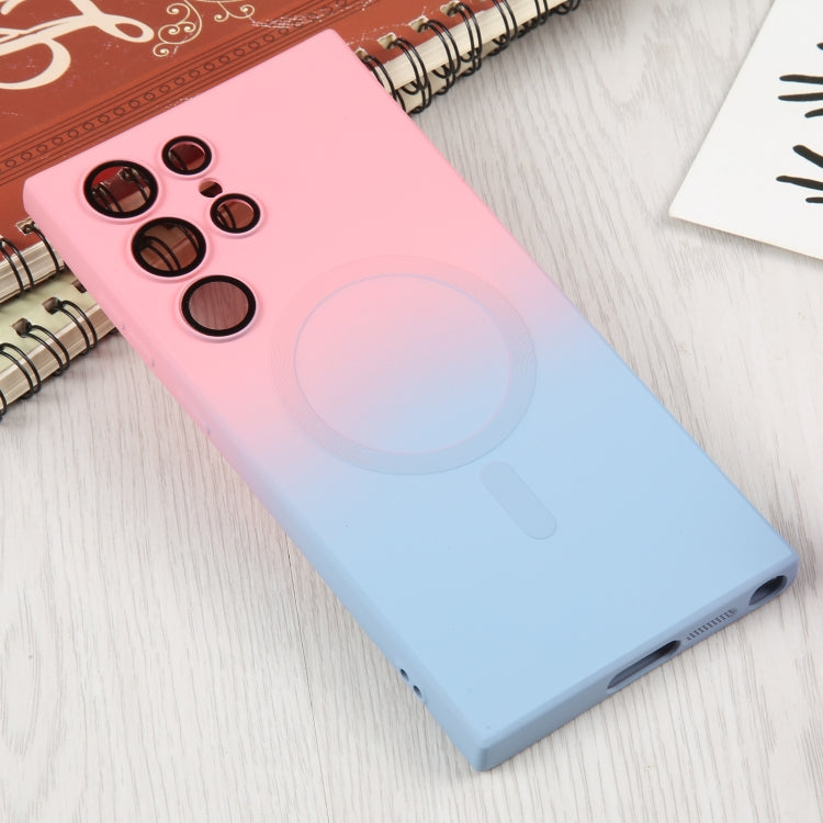 For Samsung Galaxy S23+ 5G Liquid TPU Silicone Gradient MagSafe Phone Case(Pink Blue)