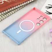 For Samsung Galaxy S23+ 5G Liquid TPU Silicone Gradient MagSafe Phone Case(Pink Blue)