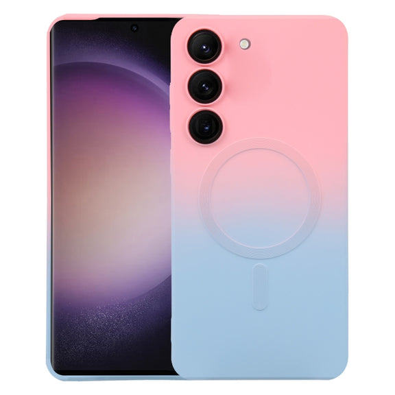 For Samsung Galaxy S23+ 5G Liquid TPU Silicone Gradient MagSafe Phone Case(Pink Blue)