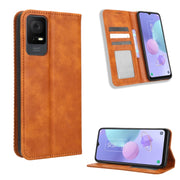 For TCL 405 / 406 T506D Magnetic Buckle Retro Texture Leather Phone Case(Brown)