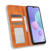 For TCL 405 / 406 T506D Magnetic Buckle Retro Texture Leather Phone Case(Brown)