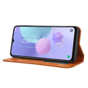 For TCL 405 / 406 T506D Magnetic Buckle Retro Texture Leather Phone Case(Brown)