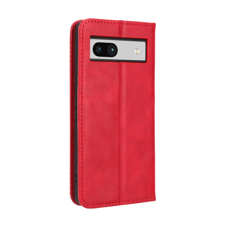 For Google Pixel 7a Magnetic Buckle Retro Texture Leather Phone Case(Red)