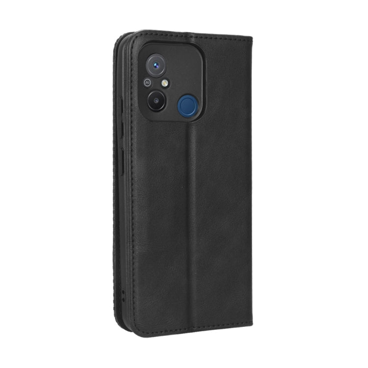 For Xiaomi Redmi 12C / 11A Magnetic Buckle Retro Texture Leather Phone Case(Black)