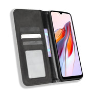 For Xiaomi Redmi 12C / 11A Magnetic Buckle Retro Texture Leather Phone Case(Black)