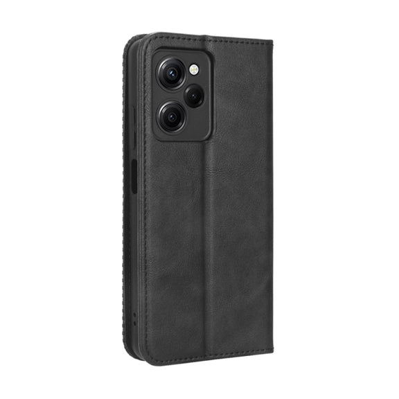 For Xiaomi Redmi Note 12 Pro 5G Speed / Poco X5 Pro Magnetic Buckle Retro Texture Leather Phone Case(Black)