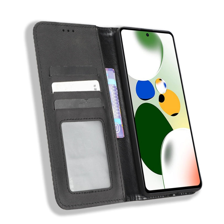 For Xiaomi Redmi Note 12 Pro 5G Speed / Poco X5 Pro Magnetic Buckle Retro Texture Leather Phone Case(Black)