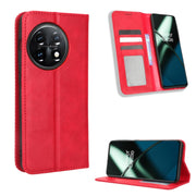 For OnePlus 11 5G Magnetic Buckle Retro Texture Leather Phone Case(Red)