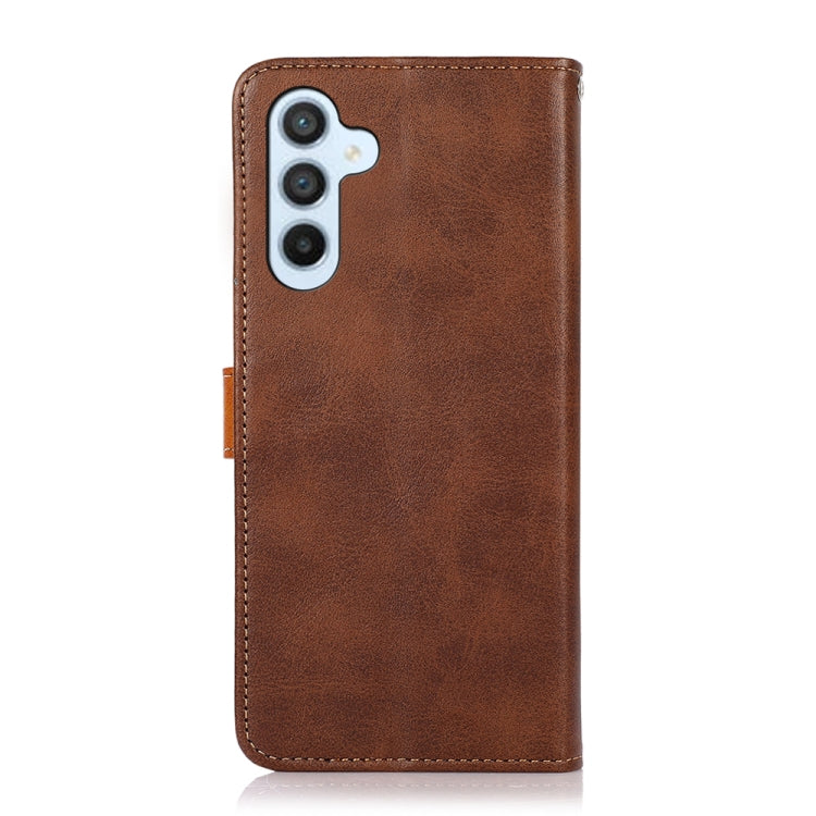 For Samsung Galaxy A24 4G KHAZNEH Dual-color Cowhide Texture Leather Phone Case(Brown)