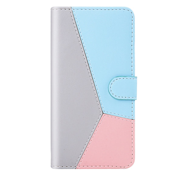 For Samsung Galaxy A14 5G Tricolor Stitching Flip Leather Phone Case(Grey)