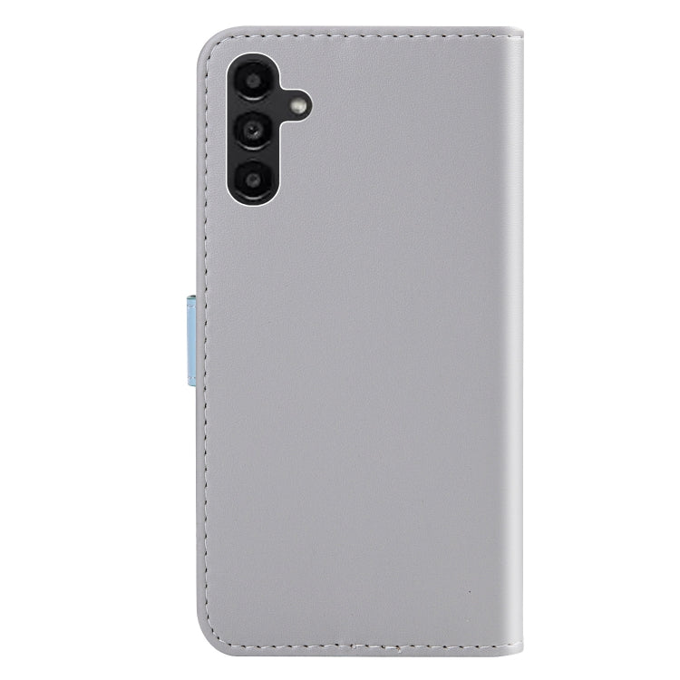 For Samsung Galaxy A14 5G Tricolor Stitching Flip Leather Phone Case(Grey)