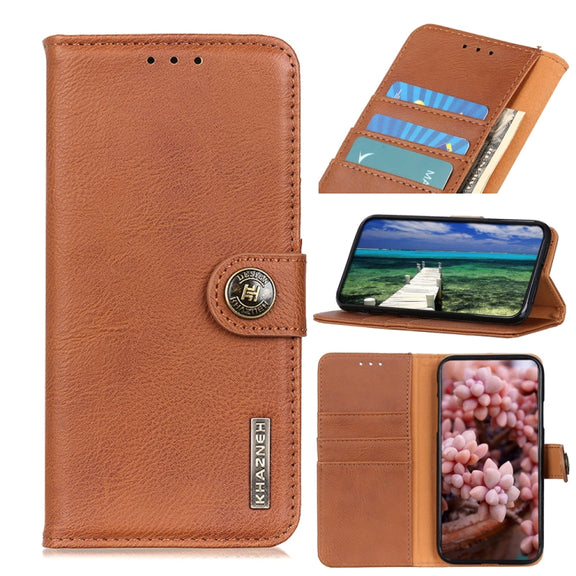 For Samsung Galaxy A24 4G KHAZNEH Cowhide Texture Horizontal Flip Leather Phone Case(Brown)