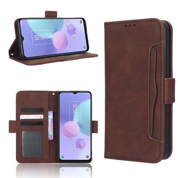 For TCL 405 / 406 T506D Skin Feel Calf Texture Card Slots Leather Phone Case(Brown)