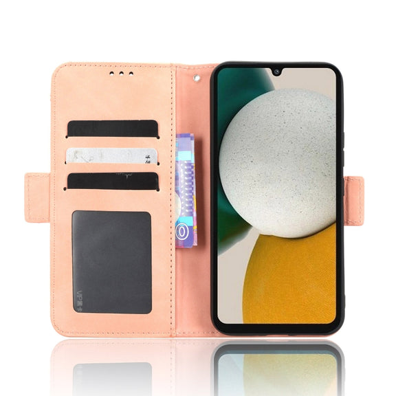 For Samsung Galaxy A34 5G Skin Feel Calf Texture Card Slots Leather Phone Case(Pink)