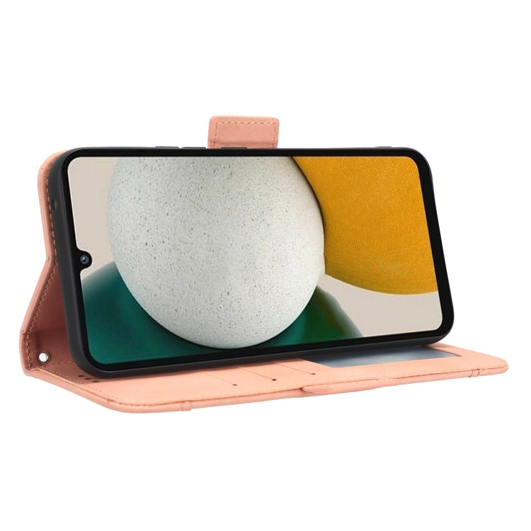 For Samsung Galaxy A34 5G Skin Feel Calf Texture Card Slots Leather Phone Case(Pink)