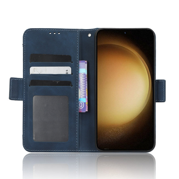 For Samsung Galaxy S23+ 5G Skin Feel Calf Texture Card Slots Leather Phone Case(Blue)