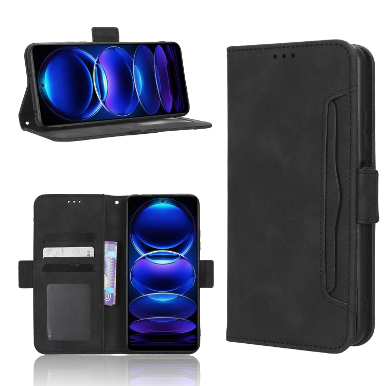 For Xiaomi Poco X5 5G / Redmi Note 12 5G Skin Feel Calf Texture Card Slots Leather Phone Case(Black)