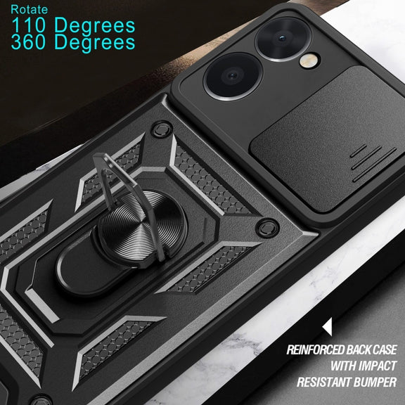 For Realme C33 4G Sliding Camera Cover Design Phone Case(Black)