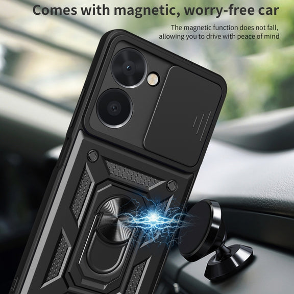 For Realme C33 4G Sliding Camera Cover Design Phone Case(Red)