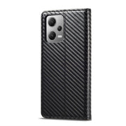 For Xiaomi Poco X5/Redmi Note 12 5G LC.IMEEKE Carbon Fiber Texture Flip Leather Phone Case(Vertical Black)