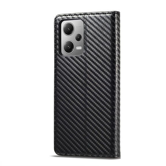 For Xiaomi Poco X5/Redmi Note 12 5G LC.IMEEKE Carbon Fiber Texture Flip Leather Phone Case(Vertical Black)
