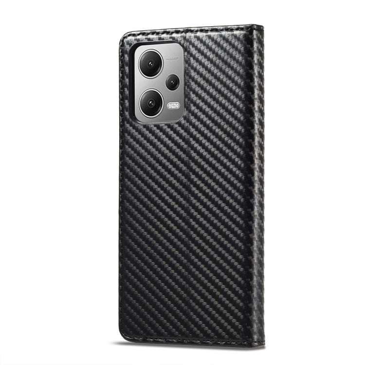 For Xiaomi Poco X5/Redmi Note 12 5G LC.IMEEKE Carbon Fiber Texture Flip Leather Phone Case(Vertical Black)