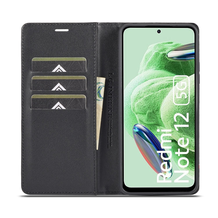 For Xiaomi Poco X5/Redmi Note 12 5G LC.IMEEKE Carbon Fiber Texture Flip Leather Phone Case(Vertical Black)