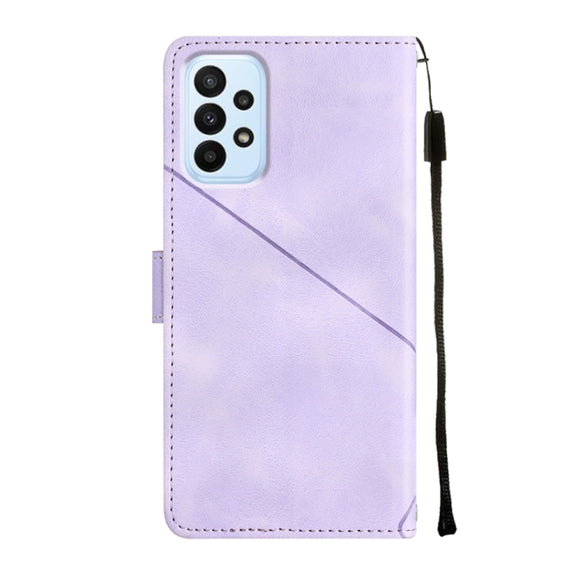 For Samsung Galaxy A13 Lite / A13 4G Skin-feel Embossed Leather Phone Case(Light Purple)