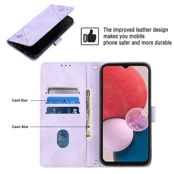 For Samsung Galaxy A13 Lite / A13 4G Skin-feel Embossed Leather Phone Case(Light Purple)