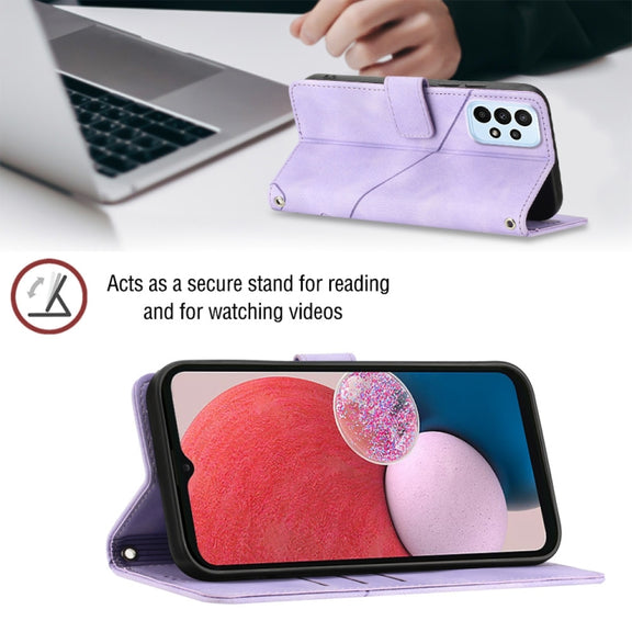For Samsung Galaxy A13 Lite / A13 4G Skin-feel Embossed Leather Phone Case(Light Purple)