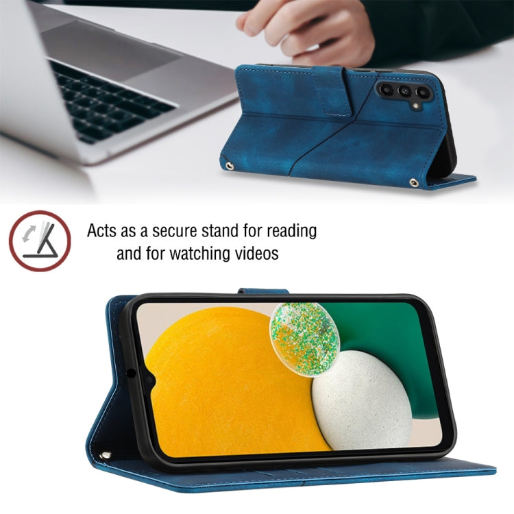For Samsung Galaxy A13 5G /A04 4G/A04e Skin-feel Embossed Leather Phone Case(Blue)
