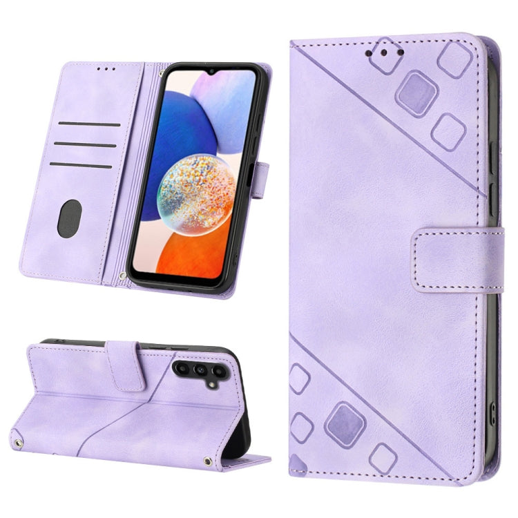 For Samsung Galaxy A14 5G Skin-feel Embossed Leather Phone Case(Light Purple)