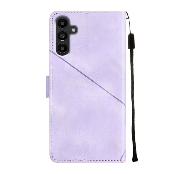 For Samsung Galaxy A14 5G Skin-feel Embossed Leather Phone Case(Light Purple)