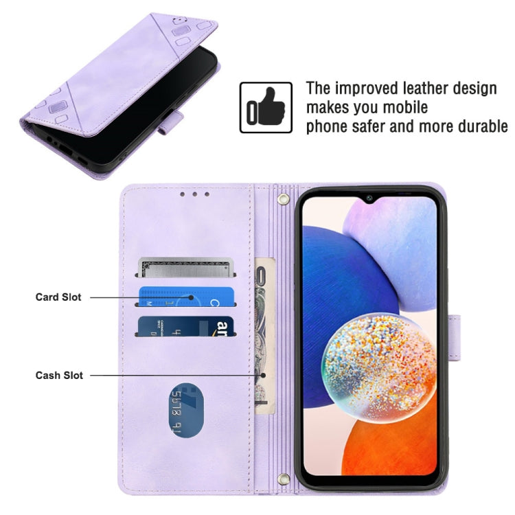 For Samsung Galaxy A14 5G Skin-feel Embossed Leather Phone Case(Light Purple)