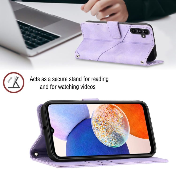 For Samsung Galaxy A14 5G Skin-feel Embossed Leather Phone Case(Light Purple)