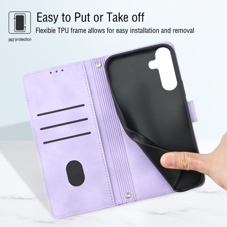 For Samsung Galaxy A14 5G Skin-feel Embossed Leather Phone Case(Light Purple)