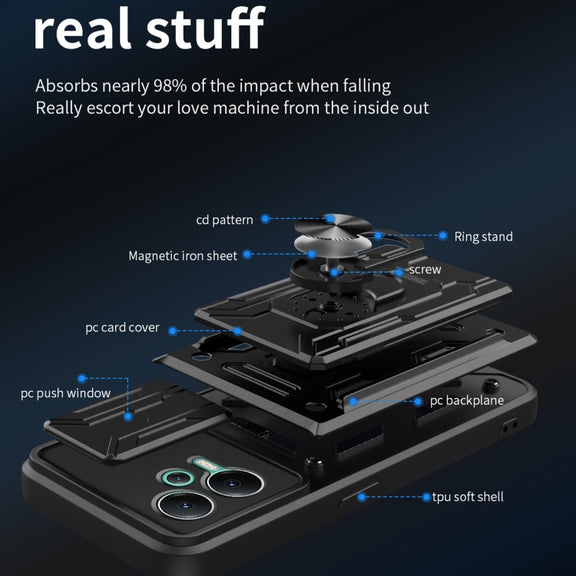 For Xiaomi Redmi Note 12 5G Sliding Camshield Card Phone Case(Black)
