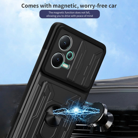 For Xiaomi Redmi Note 12 5G Sliding Camshield Card Phone Case(Black)