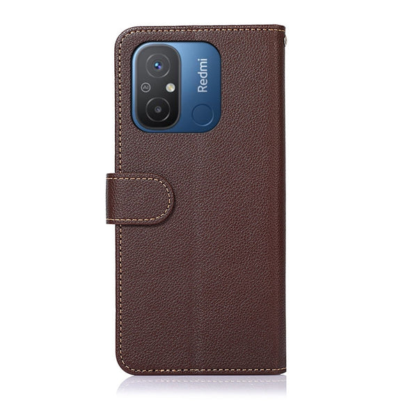 For Xiaomi Redmi 12C / Redmi 11A KHAZNEH Litchi Texture Leather RFID Phone Case(Brown)
