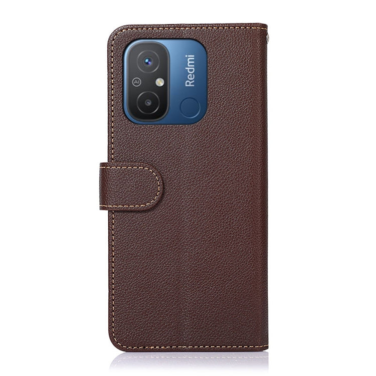 For Xiaomi Redmi 12C / Redmi 11A KHAZNEH Litchi Texture Leather RFID Phone Case(Brown)