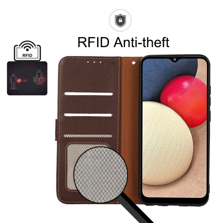 For Xiaomi Redmi 12C / Redmi 11A KHAZNEH Litchi Texture Leather RFID Phone Case(Brown)
