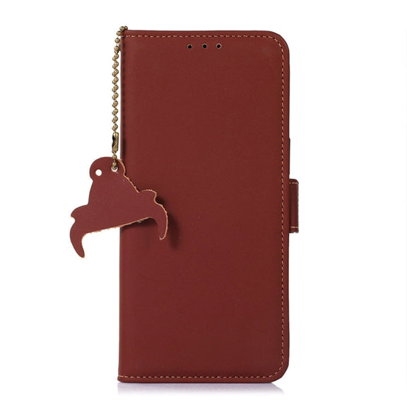 For Xiaomi Redmi 12C / Redmi 11A Genuine Leather Magnetic RFID Leather Phone Case(Coffee)