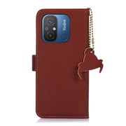 For Xiaomi Redmi 12C / Redmi 11A Genuine Leather Magnetic RFID Leather Phone Case(Coffee)