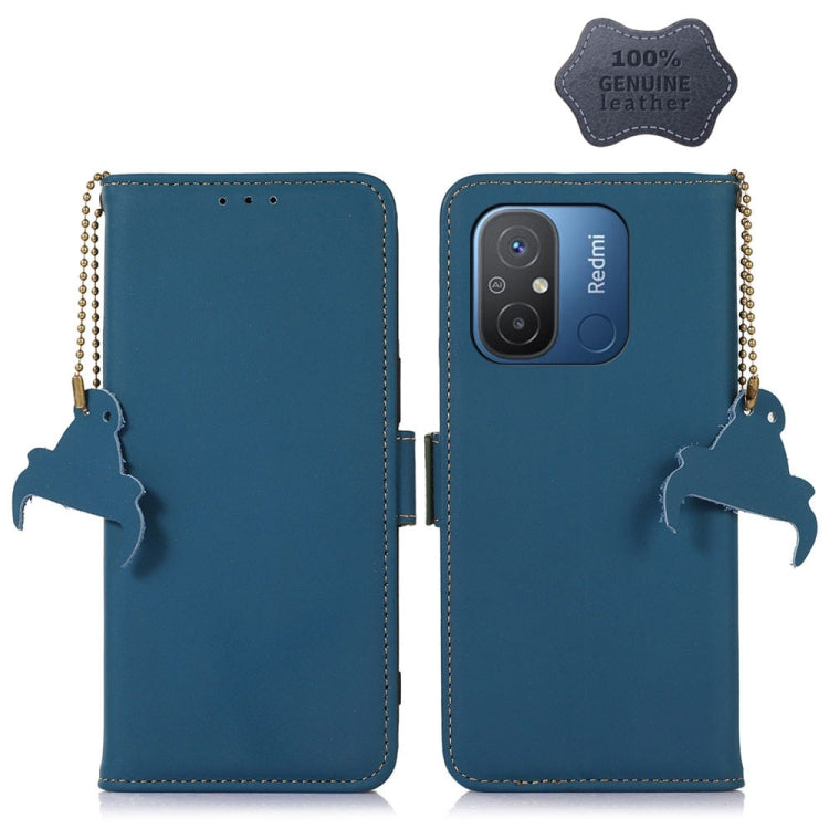 For Xiaomi Redmi 12C / Redmi 11A Genuine Leather Magnetic RFID Leather Phone Case(Blue)
